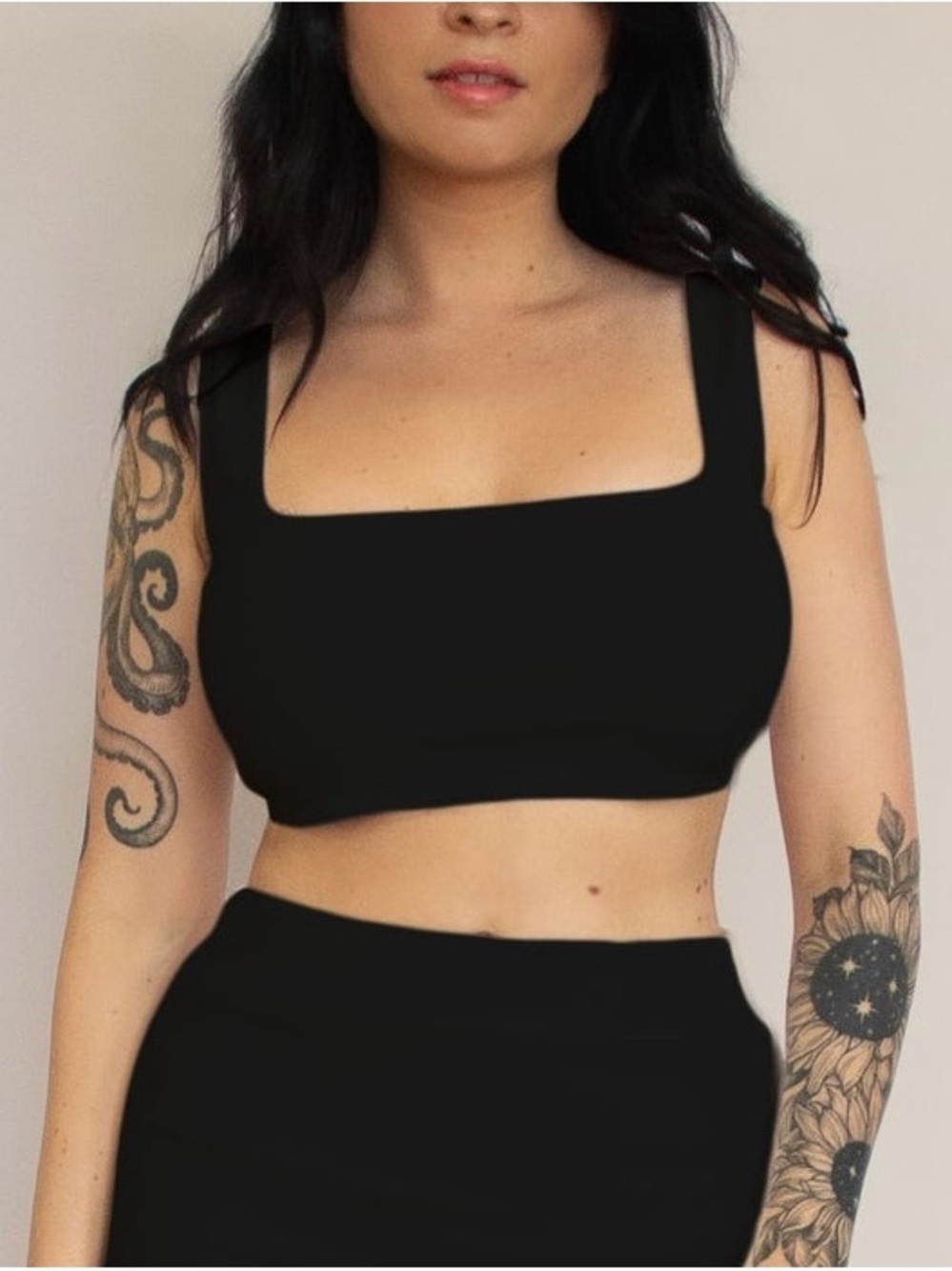 Black Square-Neck Crop Tank Top - Women